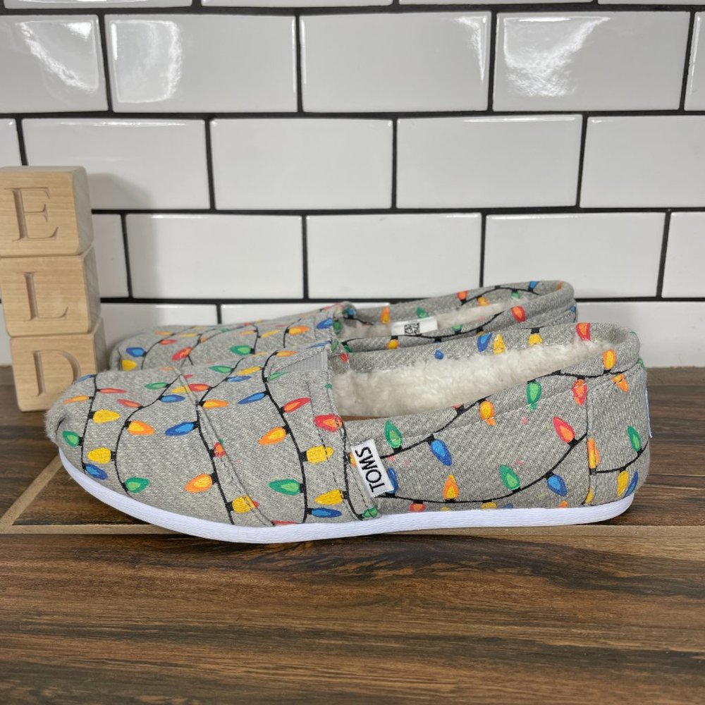 TOMS Classic Women's Size 5 Shoes Gray Glow In The Dark Tree Lights Slip On Flat
